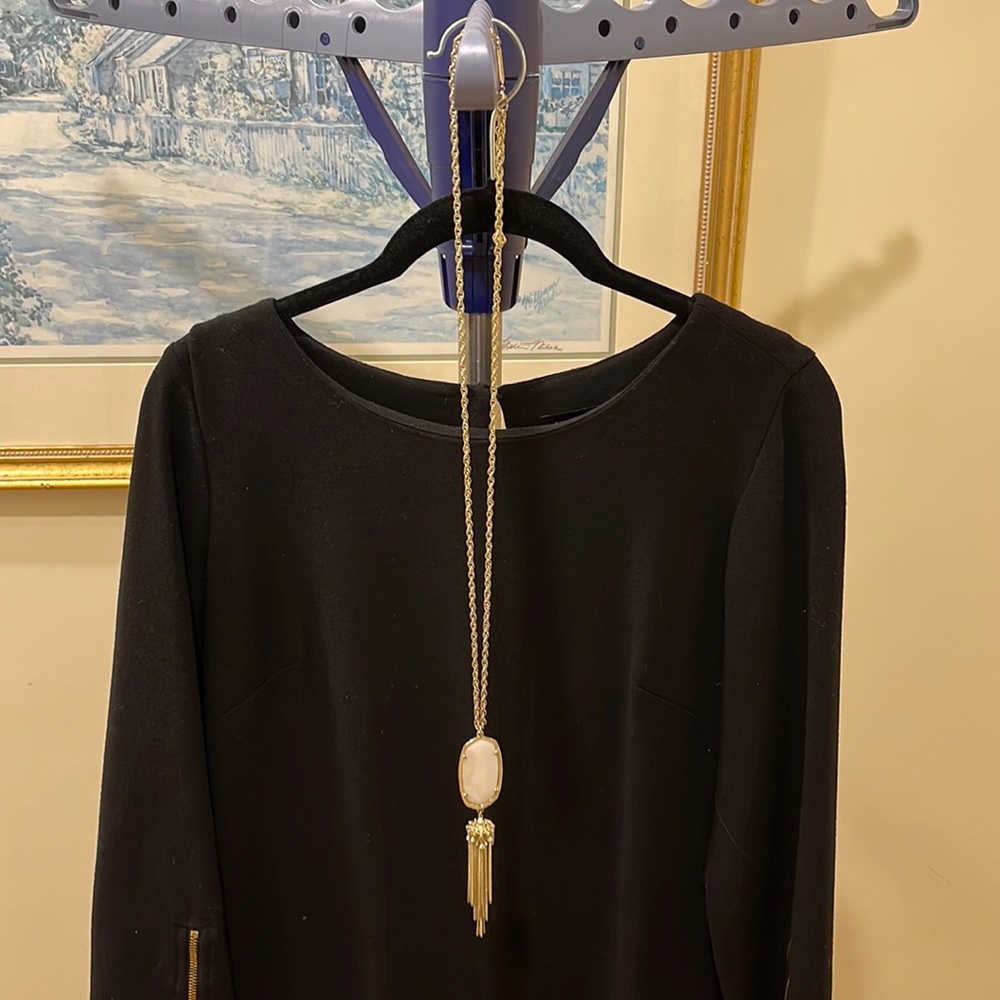 Kendra Scott Rayne Gold Long Pendant Necklace with ivory mother of pearl
